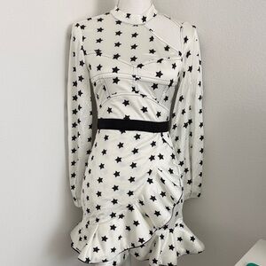 Star-Patterned Black and White Dress